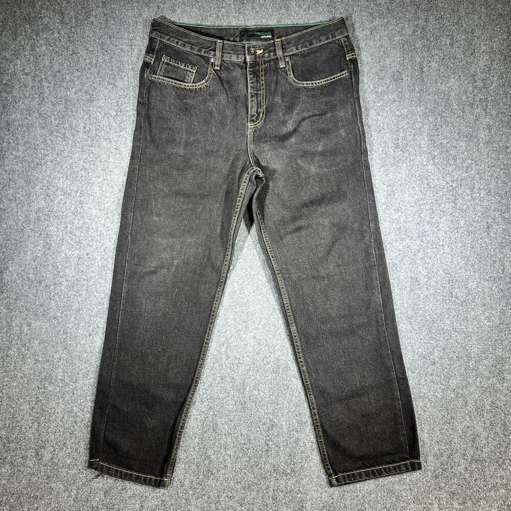 Y2K Anchor Blue Original Black Jeans 34x30 Straight